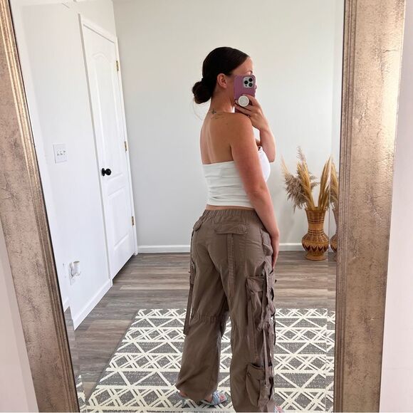 Vintage Y2K brown parachute pants baggy women’s size‎ M - Picture 3 of 9